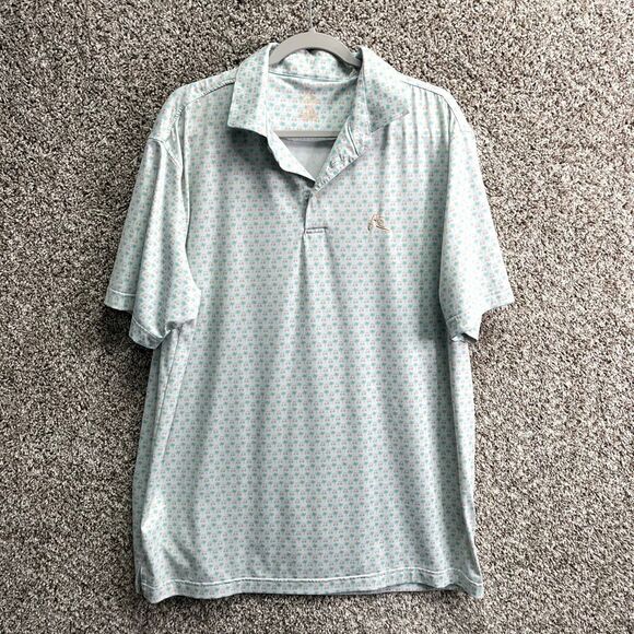 Rhoback Polo Men’s XL Golf Cart & Palm Tree All-Over Print Short Sleeve Shirt - Picture 2 of 5
